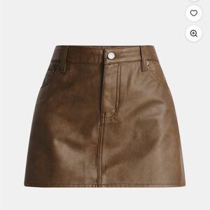 NB Brown Faux Leather Mini Skirt